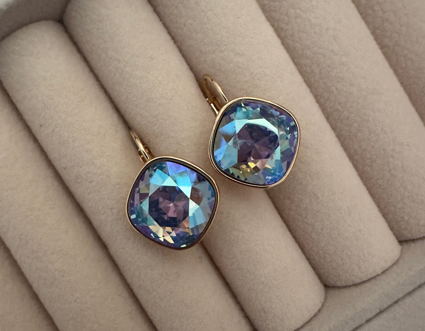 Pendientes Cristal Azul Morado