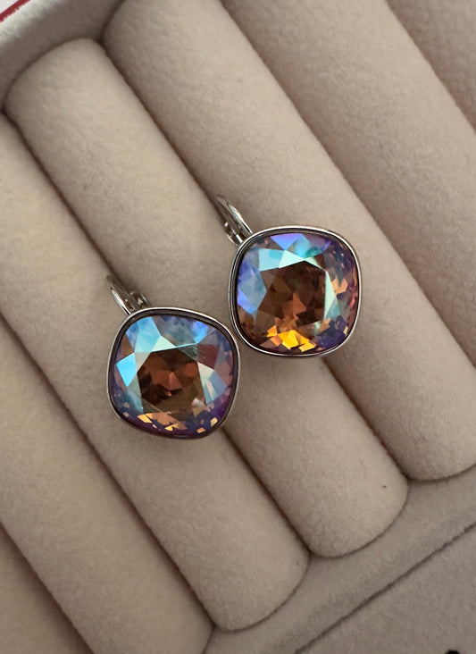 Pendientes Cristal Naranja Azulado