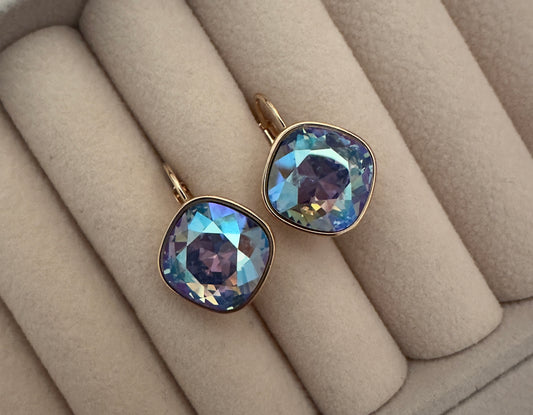 Pendientes Cristal Azul Morado