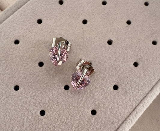 Pendientes|| Corazón rosa