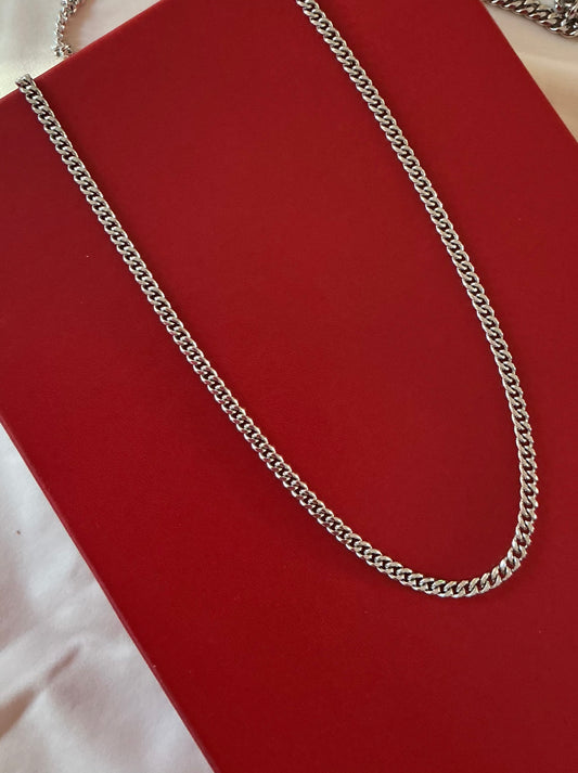 Cadena oro blanco laminado