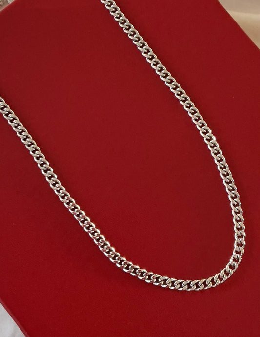 Cadena oro blanco laminado